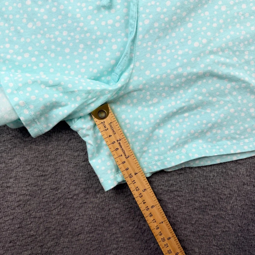 Carole Hochman Pajama Shorts Women's XXL Aqua Blue Polka Dot Floral Trim Cotton‎